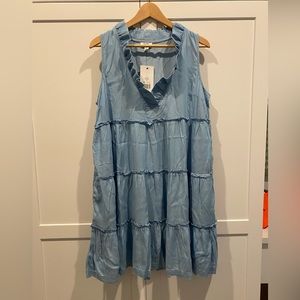 NWT Crown & Ivy Chambray Tiered Dress - size L